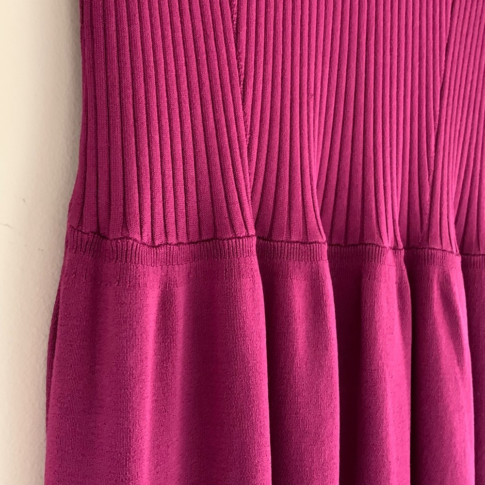 J. McLaughlin Magenta Ribbed Fit-and-Flare Dress - Picture 5 of 8
